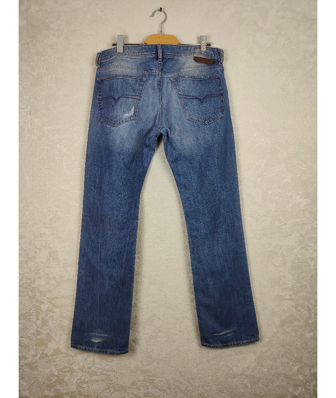 DIESEL Голубые хлопковые прямые джинсы, фото 5