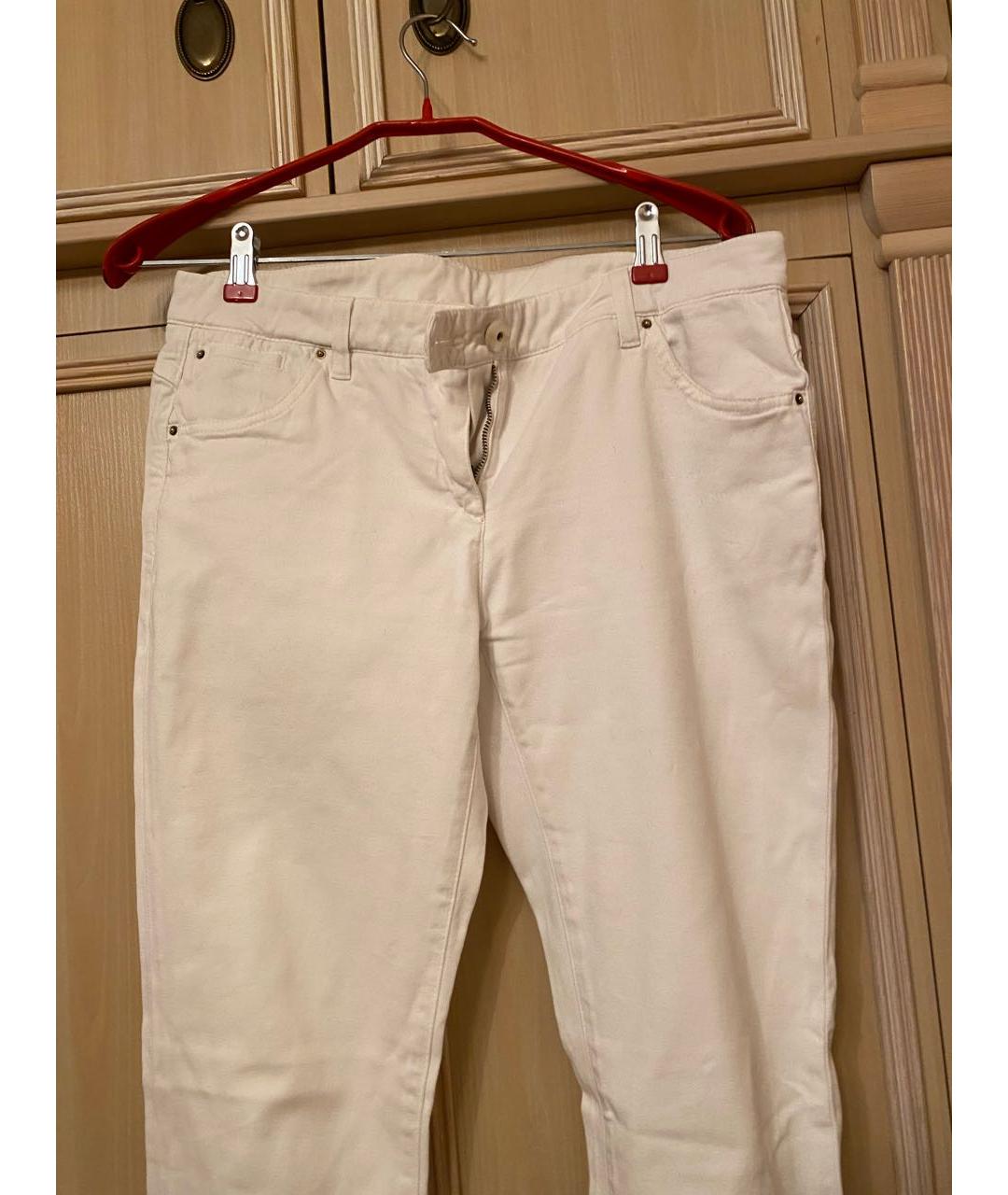 BRUNELLO CUCINELLI Белые хлопковые прямые джинсы, фото 5