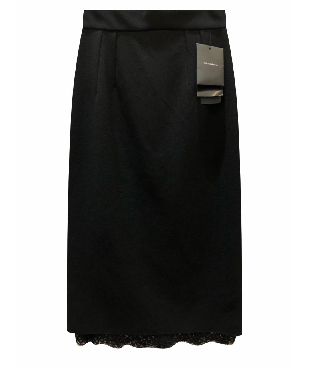 DOLCE&GABBANA Черная шерстяная юбка миди, фото 1