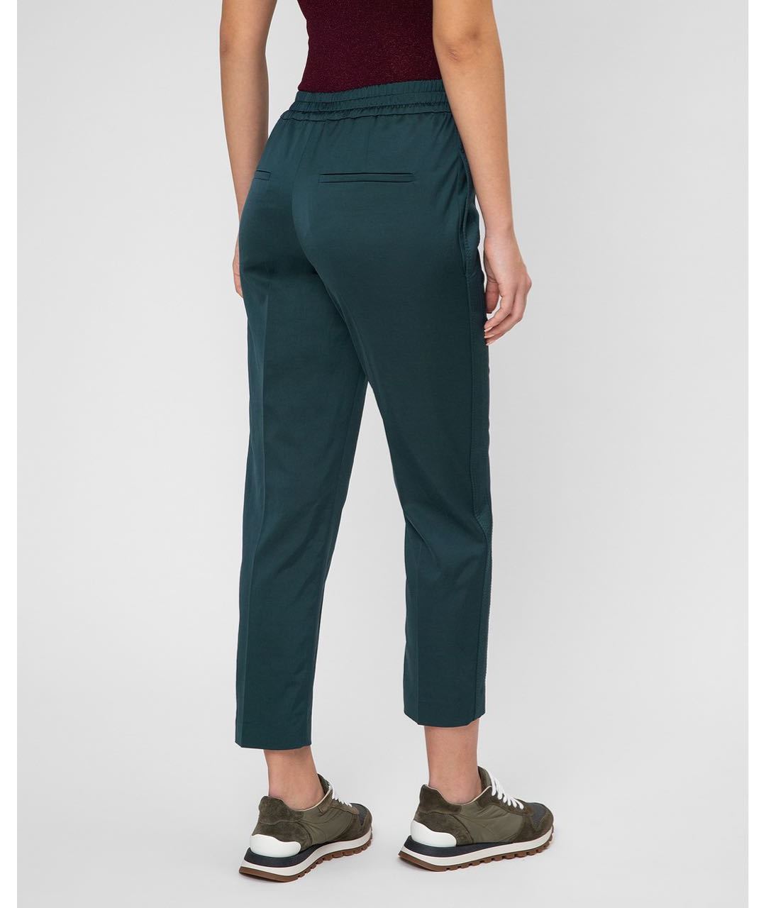 BRUNELLO CUCINELLI Зеленые вискозные прямые брюки, фото 4