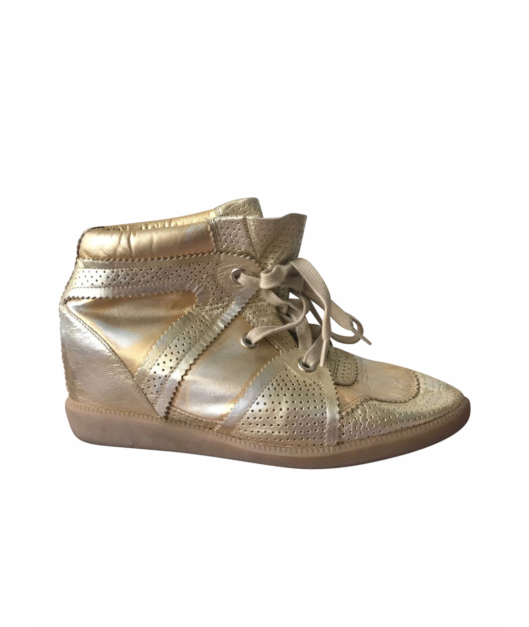 ISABEL MARANT Золотые кожаные кроссовки, фото 1