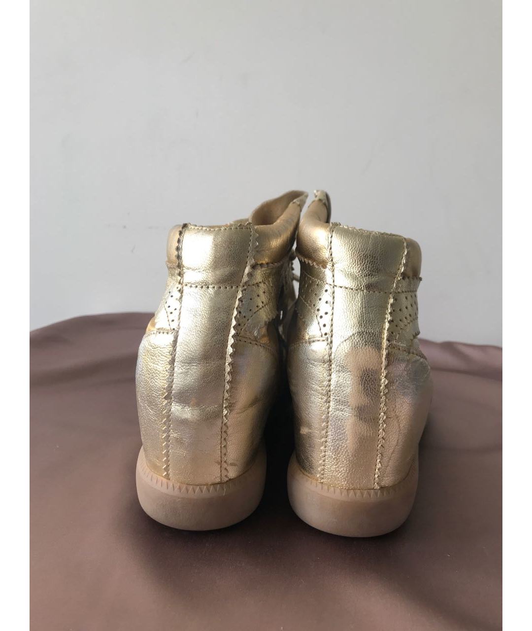 ISABEL MARANT Золотые кожаные кроссовки, фото 4