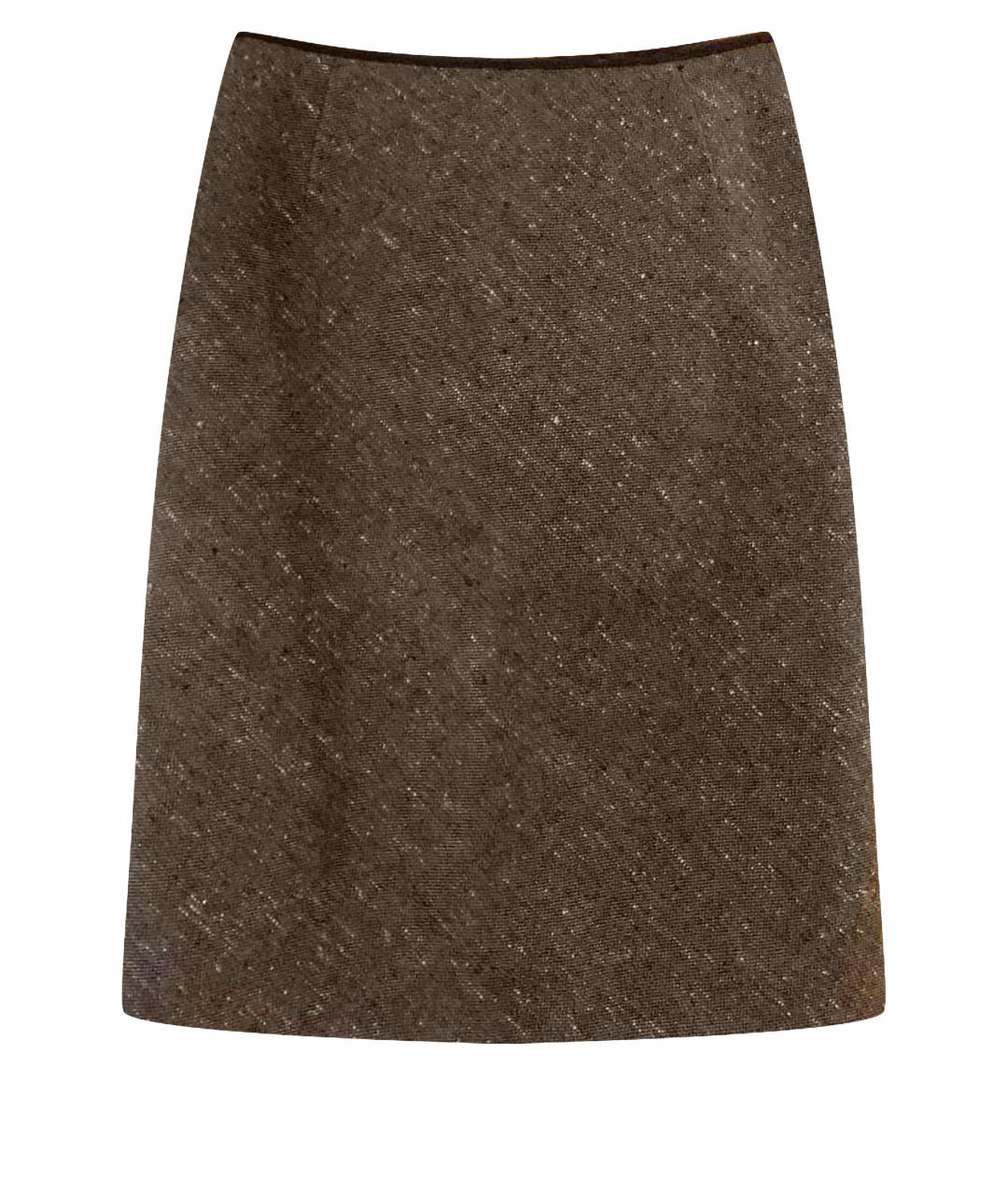 LOUIS VUITTON PRE-OWNED Коричневая шерстяная юбка миди, фото 1