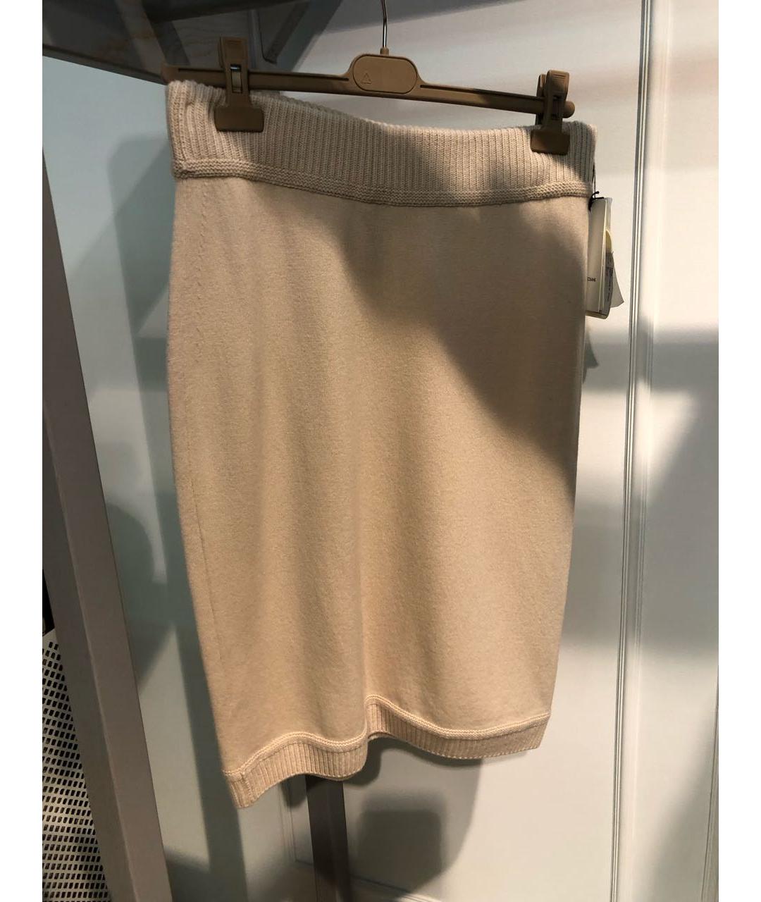 LAMBERTO LOSANI Бежевая кашемировая юбка миди, фото 7