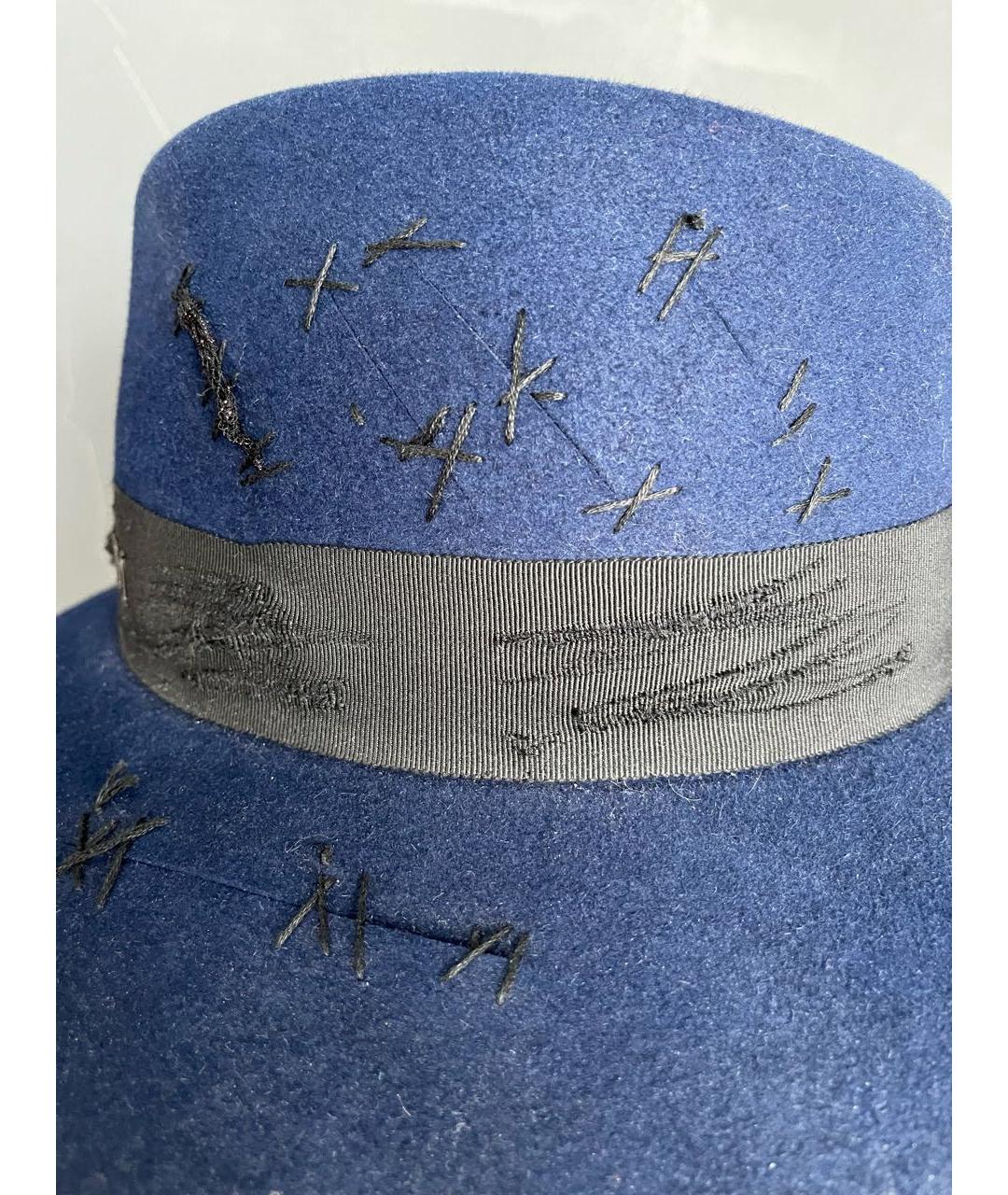MAISON MICHEL Темно-синяя шерстяная шляпа, фото 4