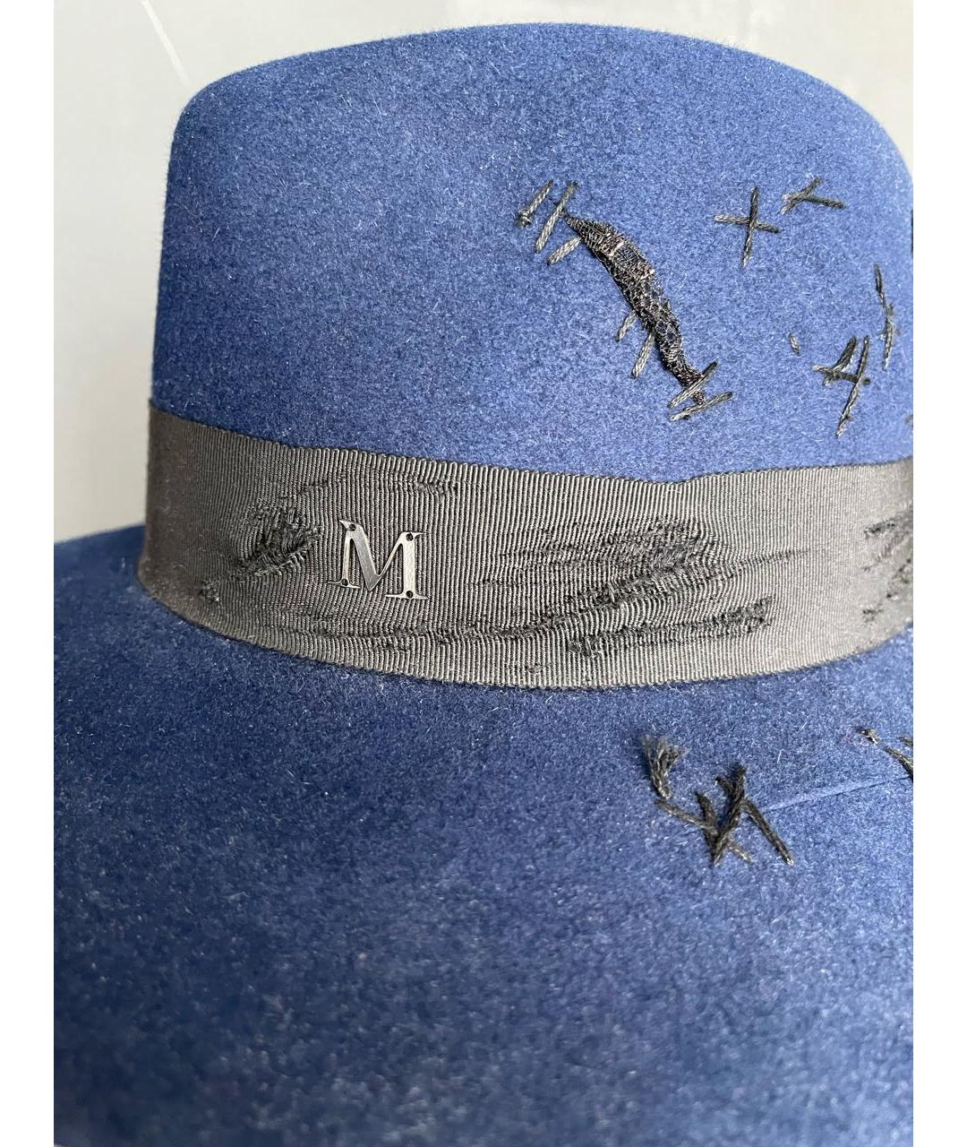 MAISON MICHEL Темно-синяя шерстяная шляпа, фото 3