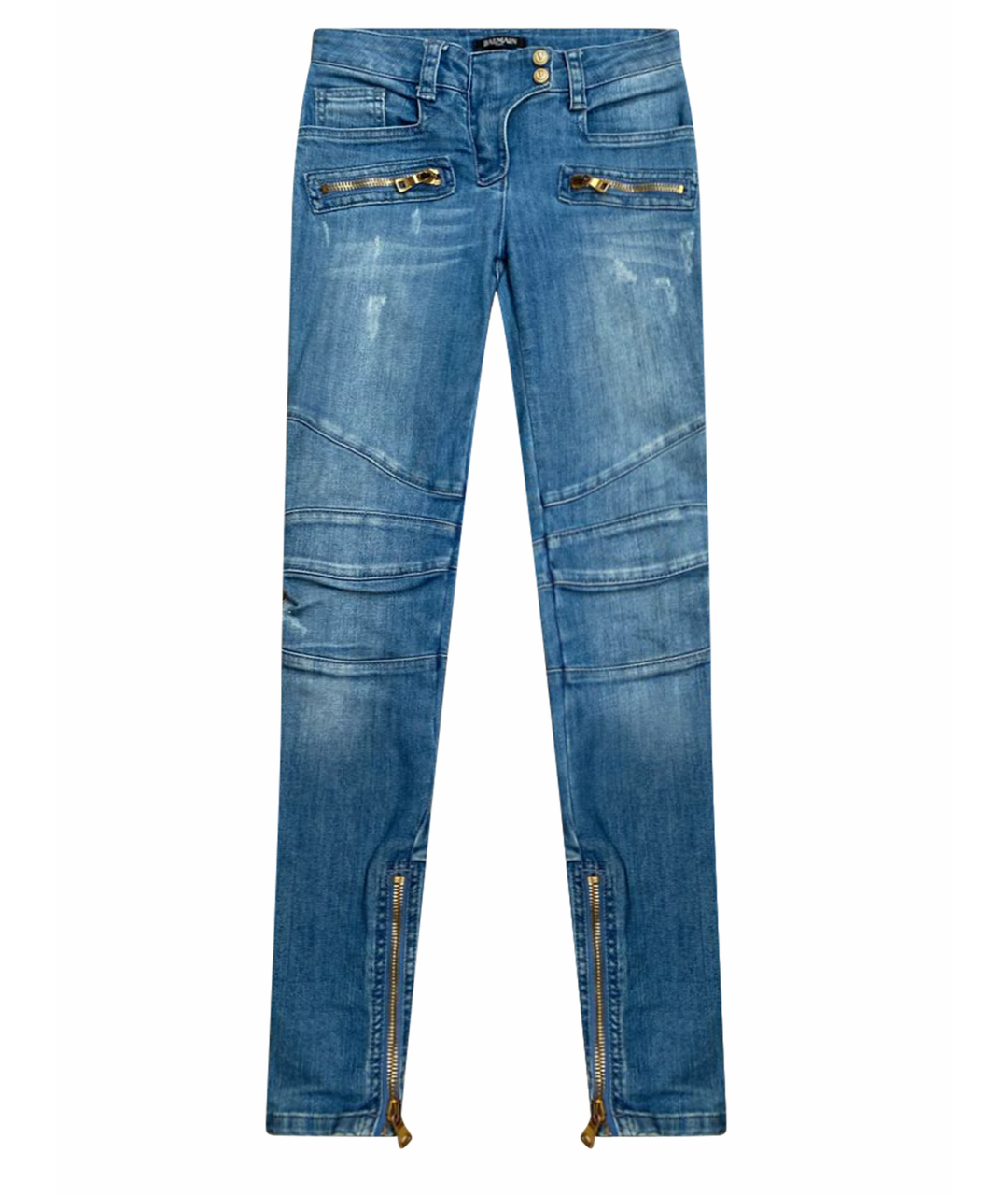 BALMAIN Голубые хлопковые джинсы слим, фото 1