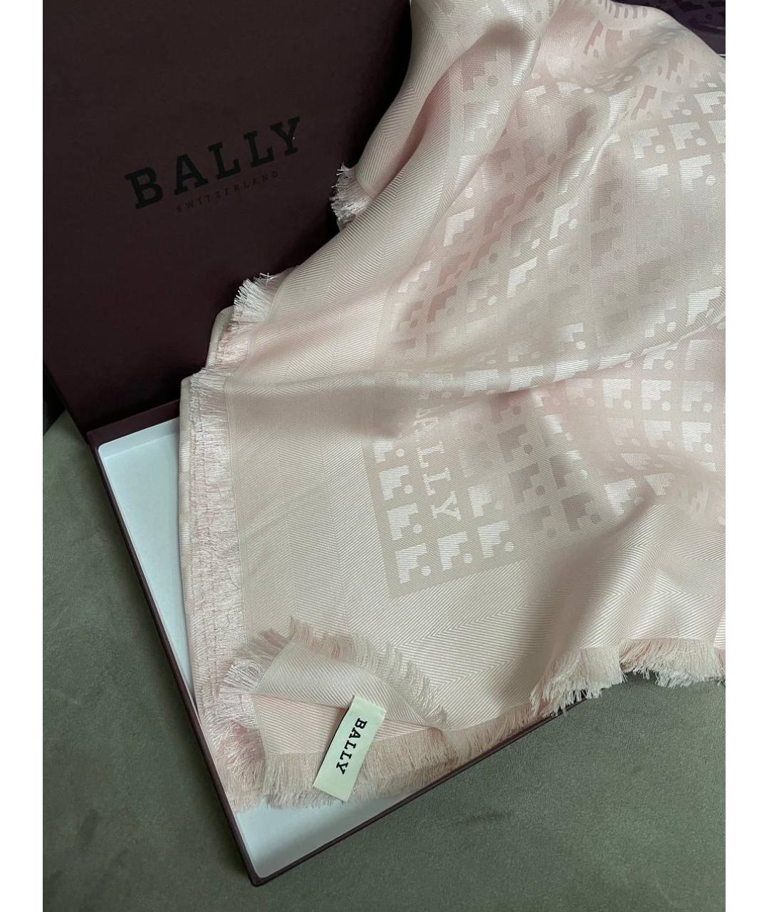 BALLY Розовый шерстяной платок, фото 9