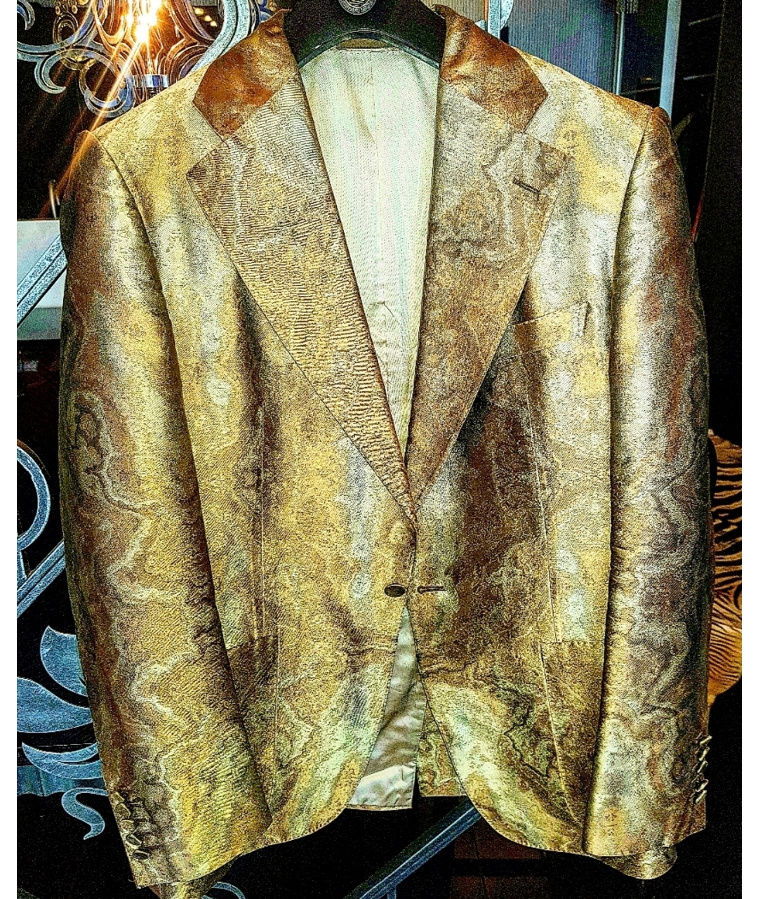 GUCCI Золотой шелковый пиджак, фото 5