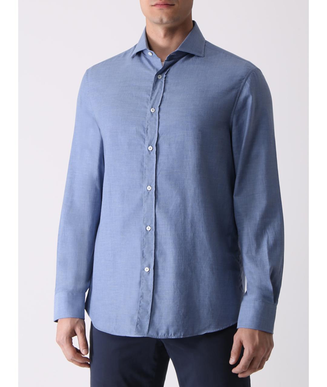 BRUNELLO CUCINELLI Синяя кэжуал рубашка, фото 4