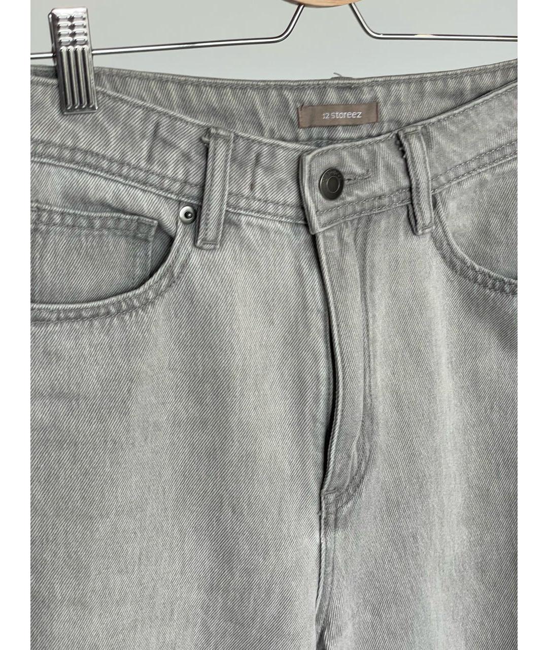 12 STOREEZ Серые хлопковые прямые джинсы, фото 3