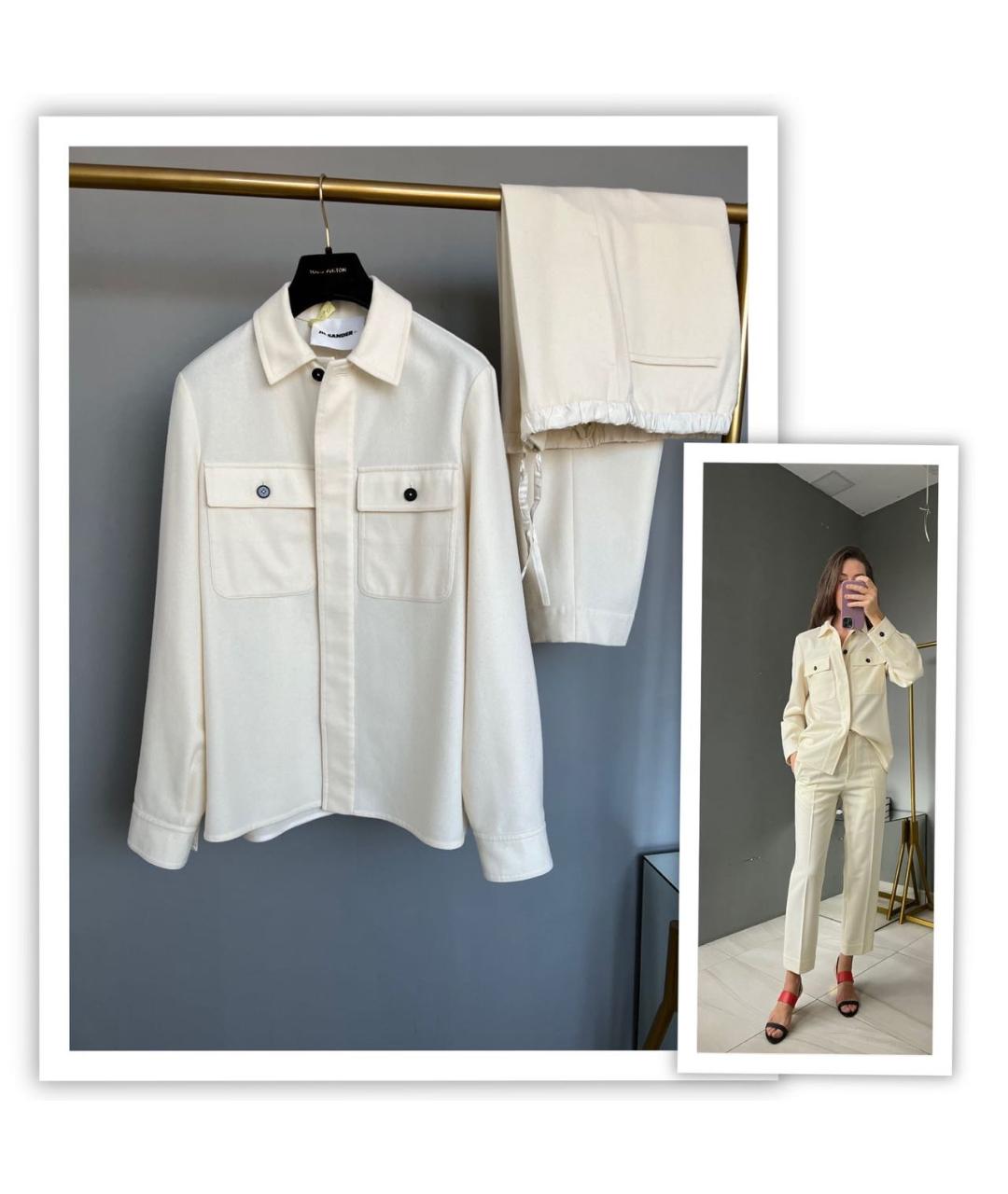 JIL SANDER Белый шерстяной костюм с брюками, фото 9