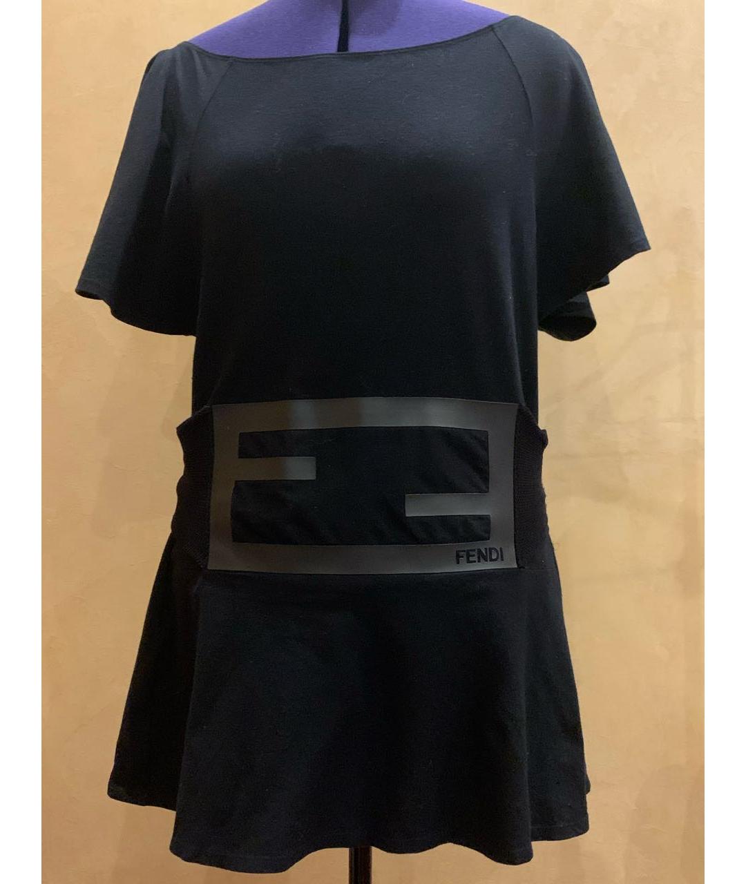 FENDI Черная хлопковая футболка, фото 8