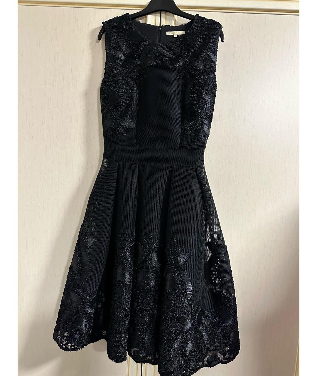 MAJE Черное хлопко-эластановое коктейльное платье, фото 7