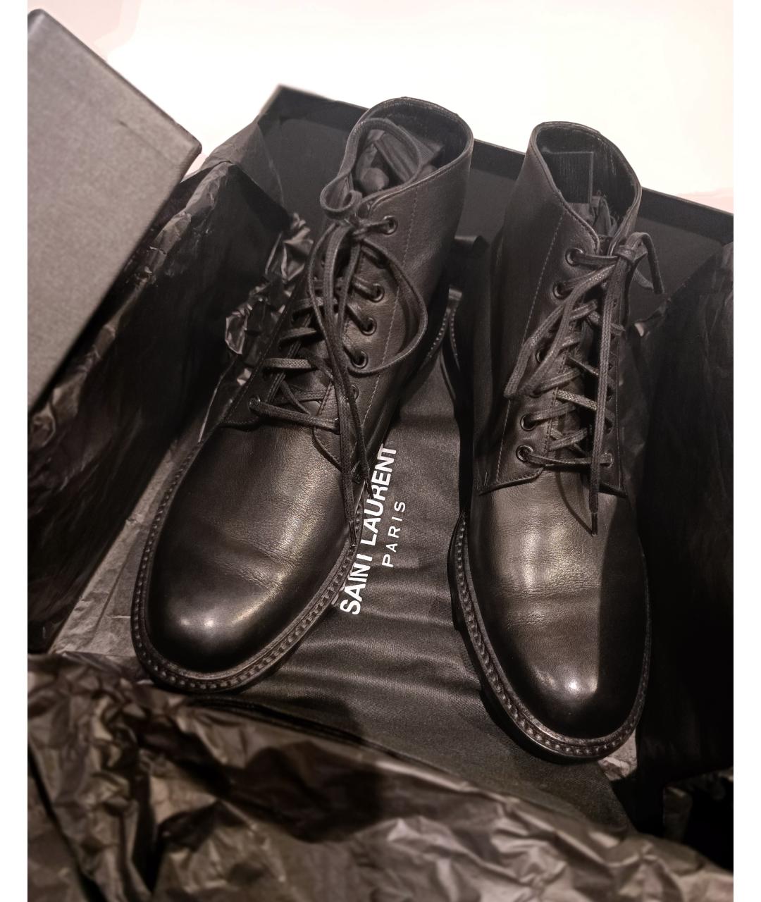 SAINT LAURENT Черные кожаные ботинки, фото 8