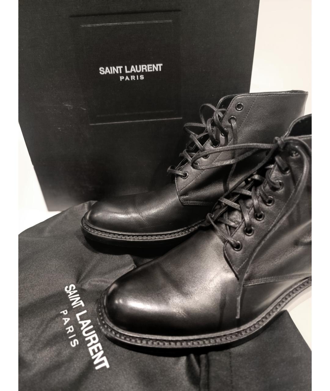 SAINT LAURENT Черные кожаные ботинки, фото 6