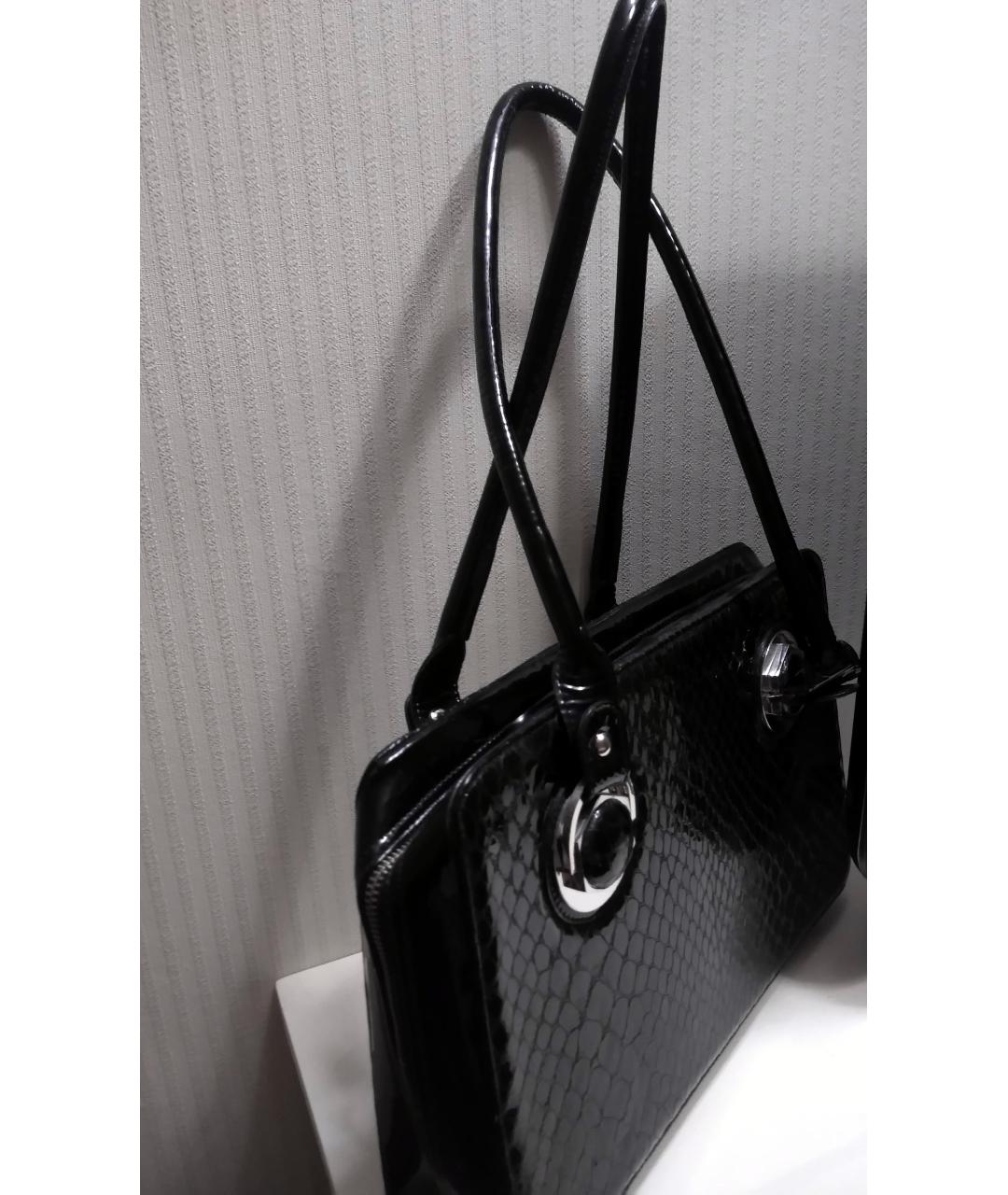 GILDA & PEARL Черная сумка с короткими ручками из лакированной кожи, фото 3