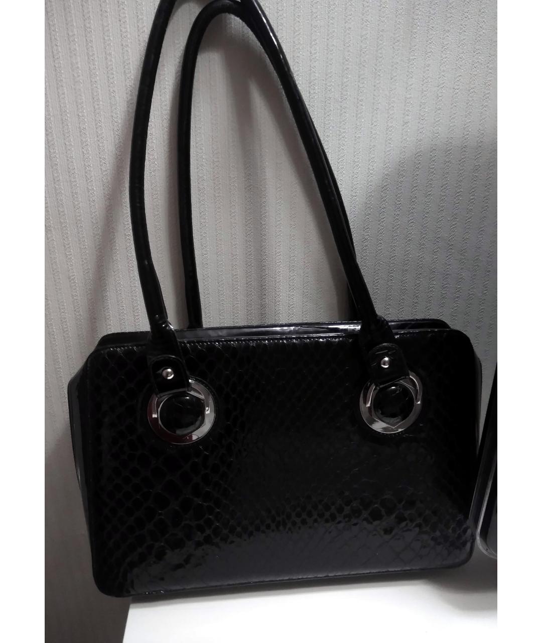 GILDA & PEARL Черная сумка с короткими ручками из лакированной кожи, фото 6