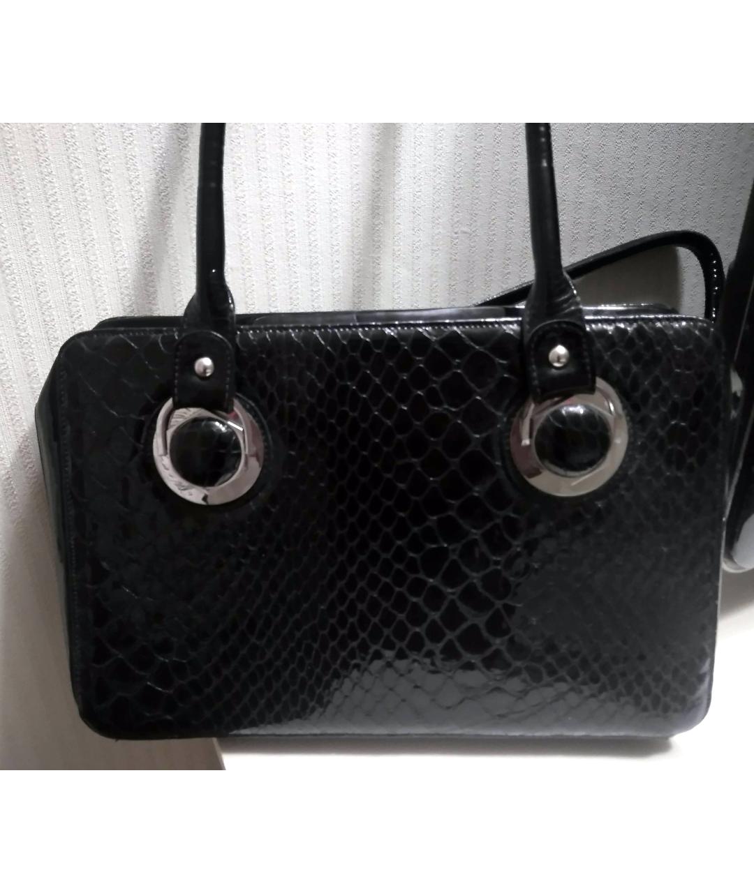 GILDA & PEARL Черная сумка с короткими ручками из лакированной кожи, фото 5
