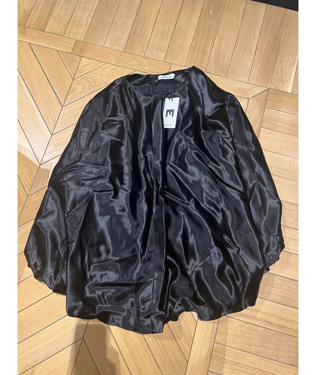 PERVERT Черная шелковая юбка миди, фото 2