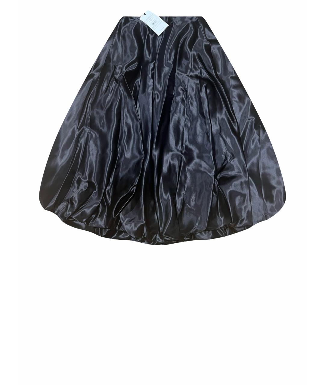 PERVERT Черная шелковая юбка миди, фото 1