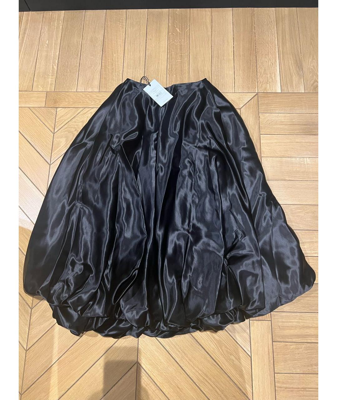 PERVERT Черная шелковая юбка миди, фото 5