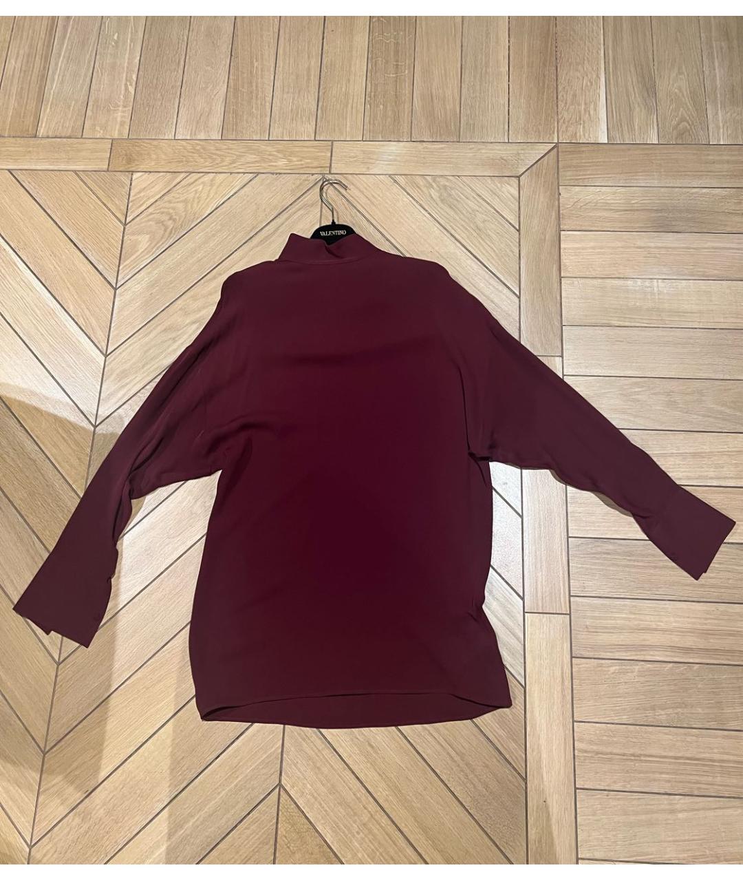 VALENTINO Бордовая шелковая блузы, фото 6