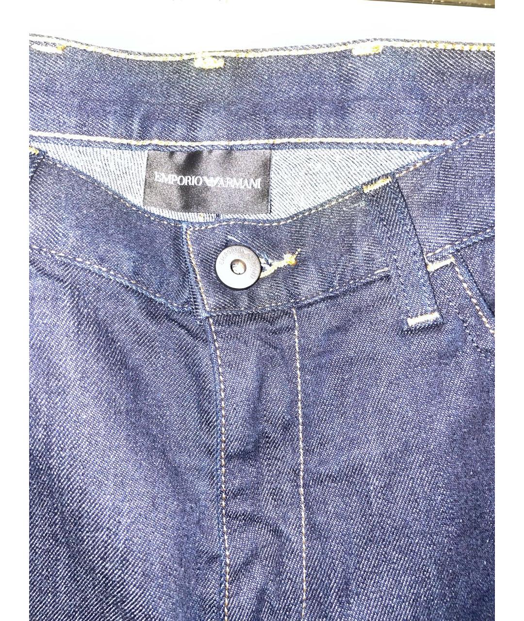 EMPORIO ARMANI Темно-синие хлопко-полиэстеровые джинсы скинни, фото 4
