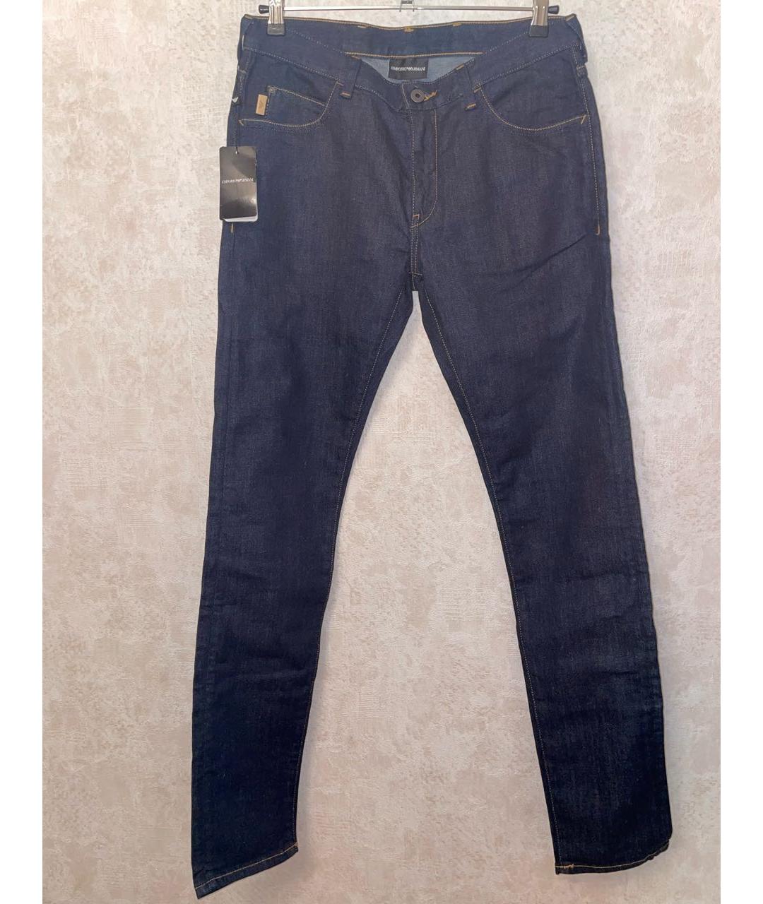 EMPORIO ARMANI Темно-синие хлопко-полиэстеровые джинсы скинни, фото 8