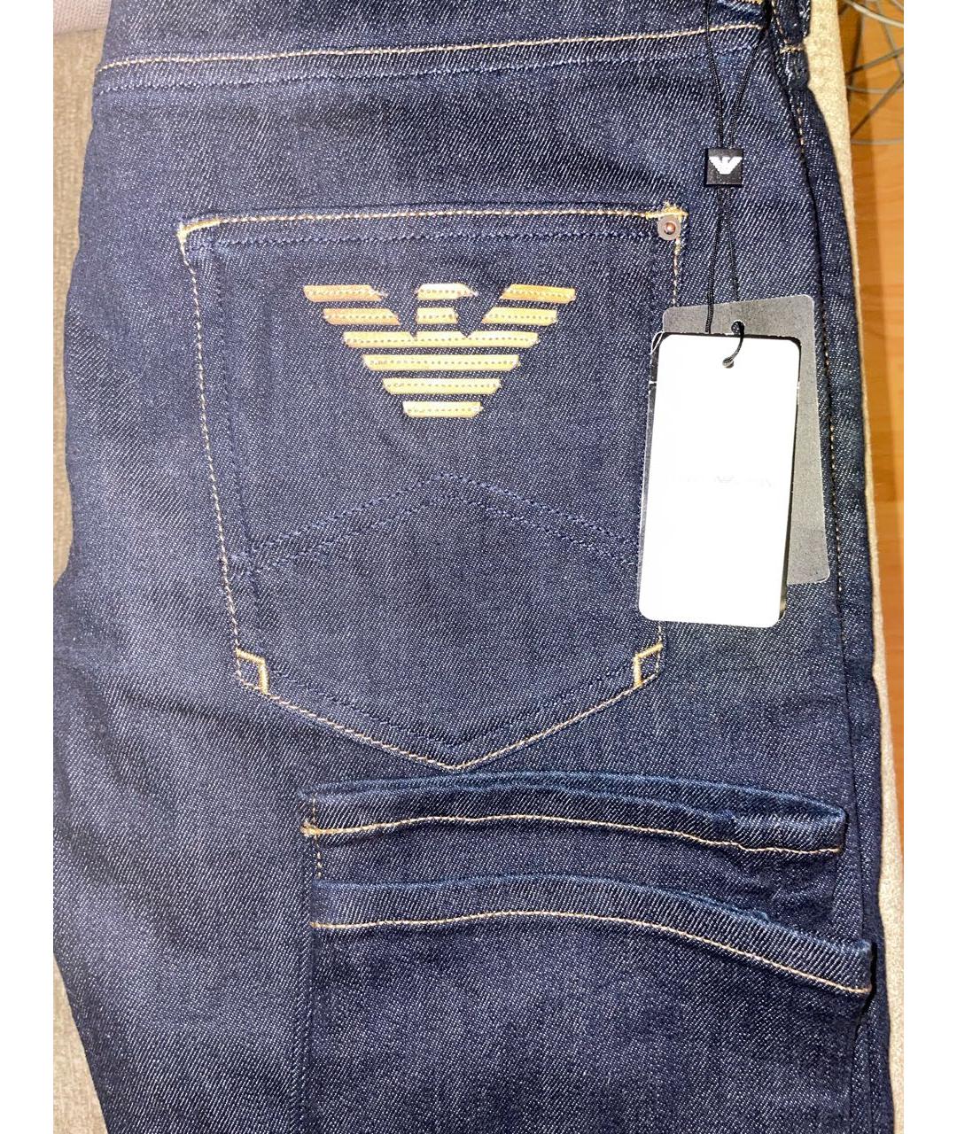 EMPORIO ARMANI Темно-синие хлопко-полиэстеровые джинсы скинни, фото 7