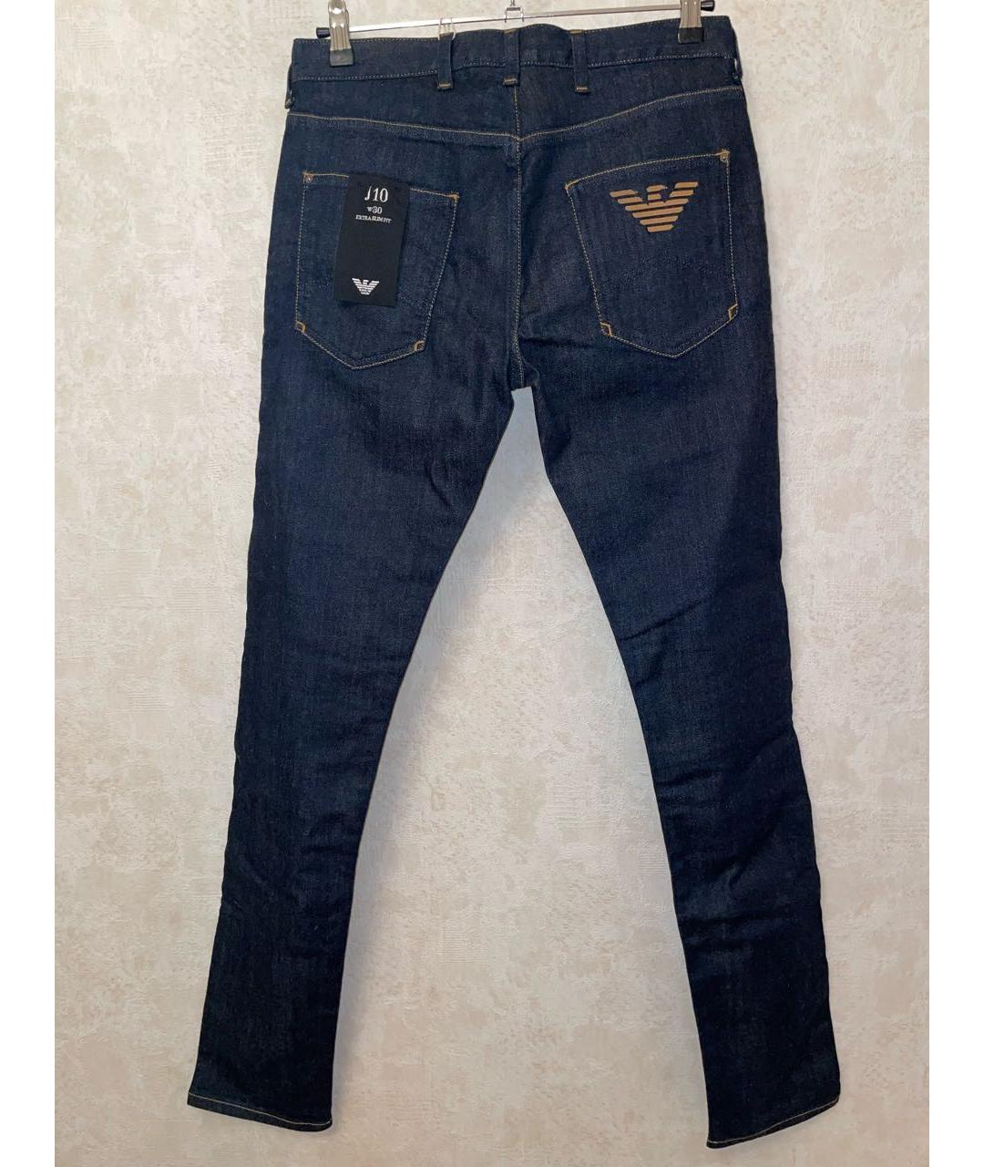 EMPORIO ARMANI Темно-синие хлопко-полиэстеровые джинсы скинни, фото 2