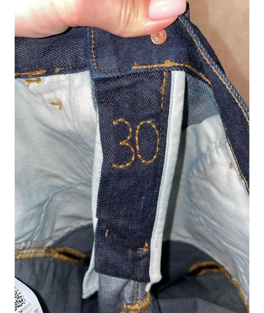 EMPORIO ARMANI Темно-синие хлопко-полиэстеровые джинсы скинни, фото 6