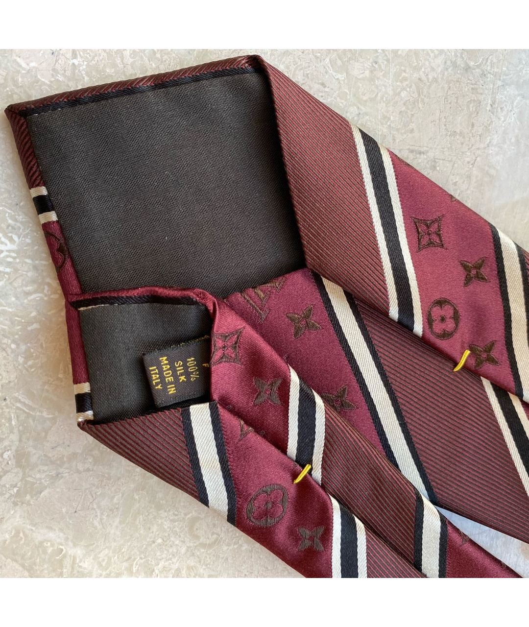 LOUIS VUITTON PRE-OWNED Бордовый шелковый галстук, фото 6