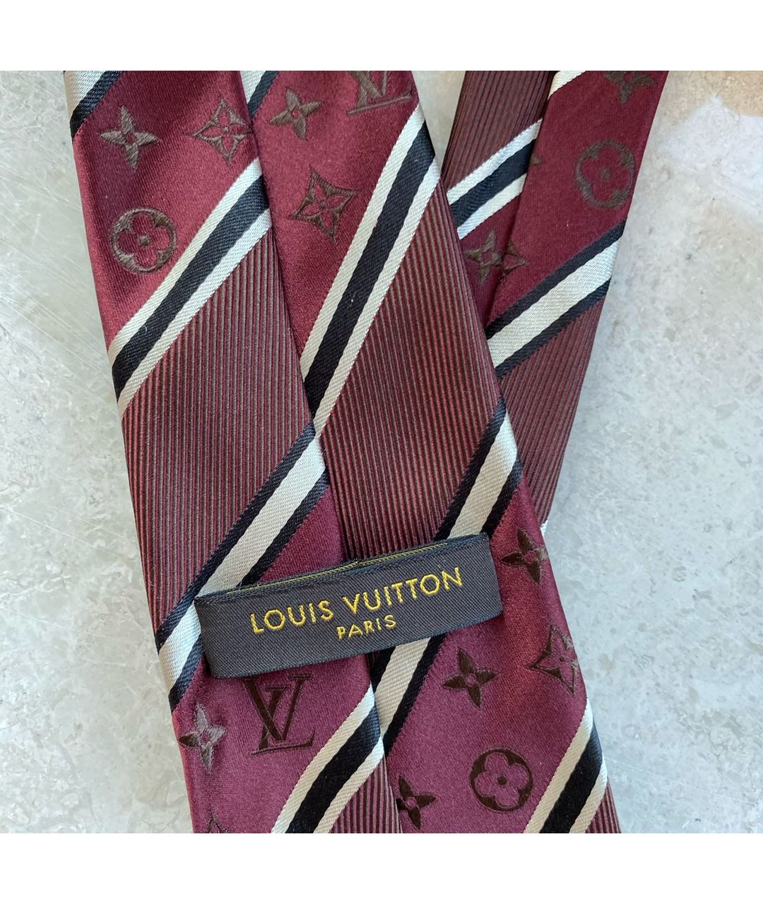 LOUIS VUITTON PRE-OWNED Бордовый шелковый галстук, фото 3