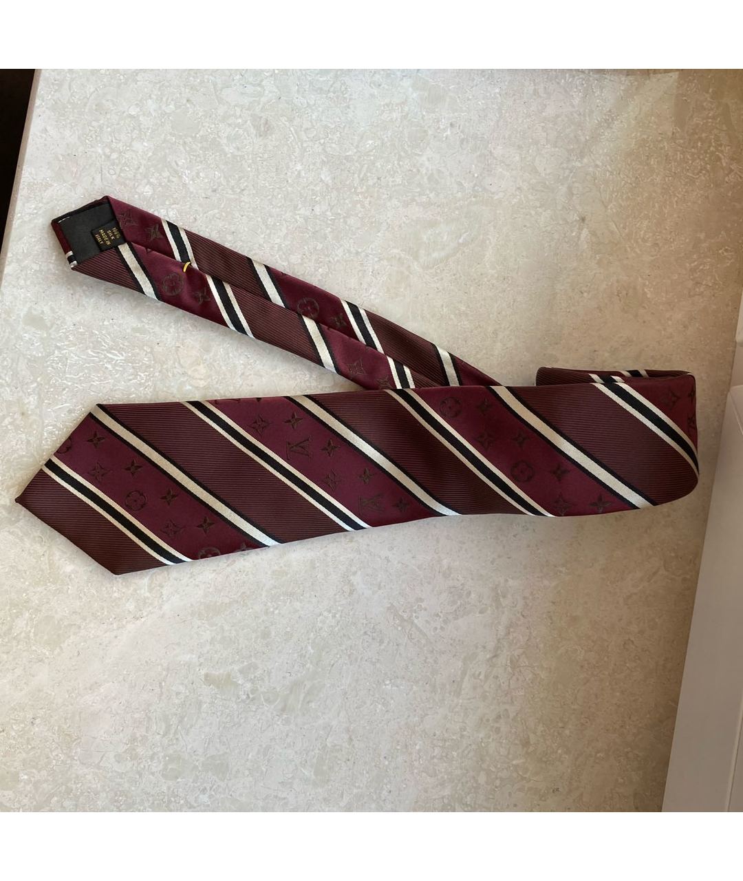 LOUIS VUITTON PRE-OWNED Бордовый шелковый галстук, фото 7