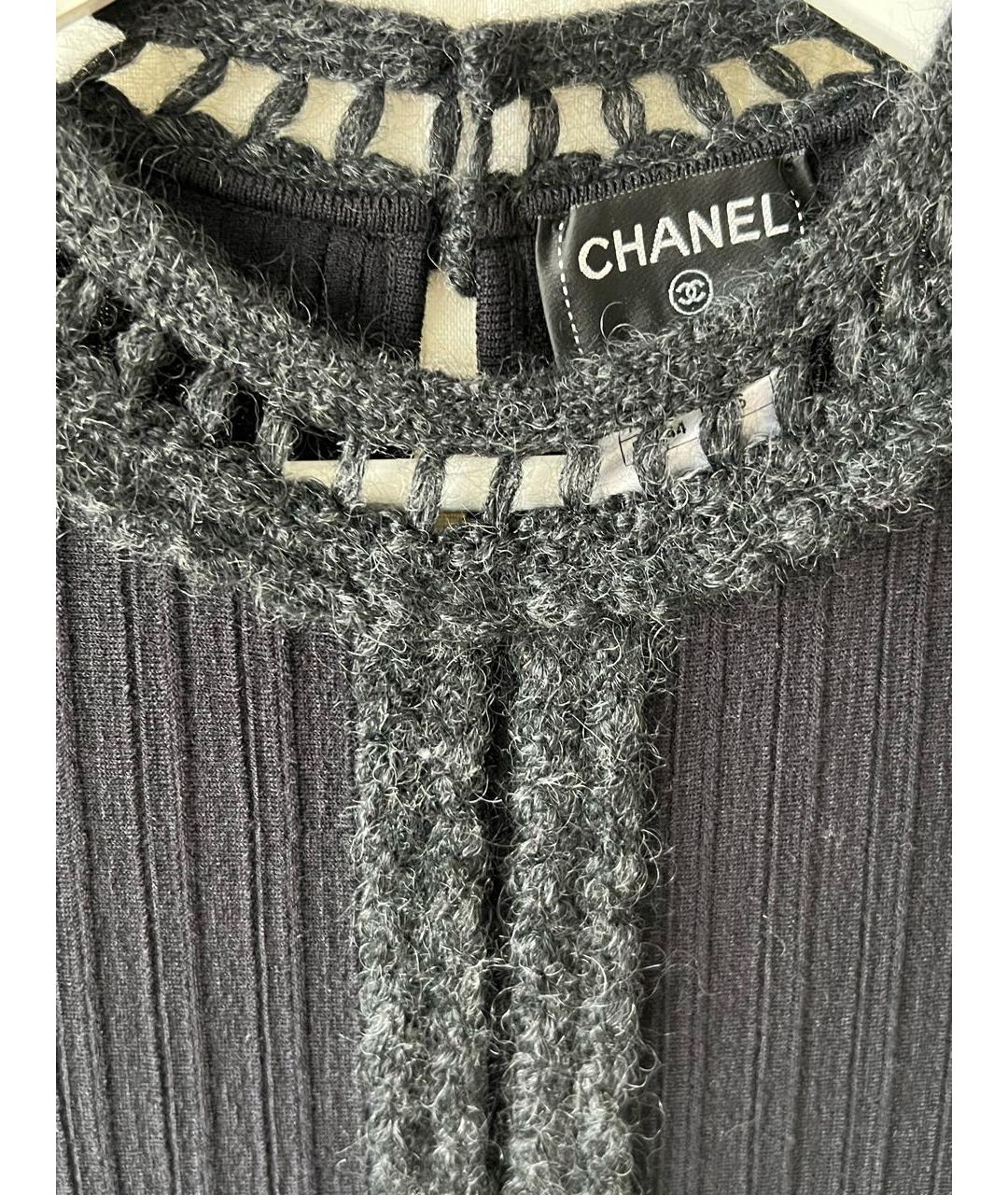CHANEL Черное шерстяное повседневное платье, фото 6