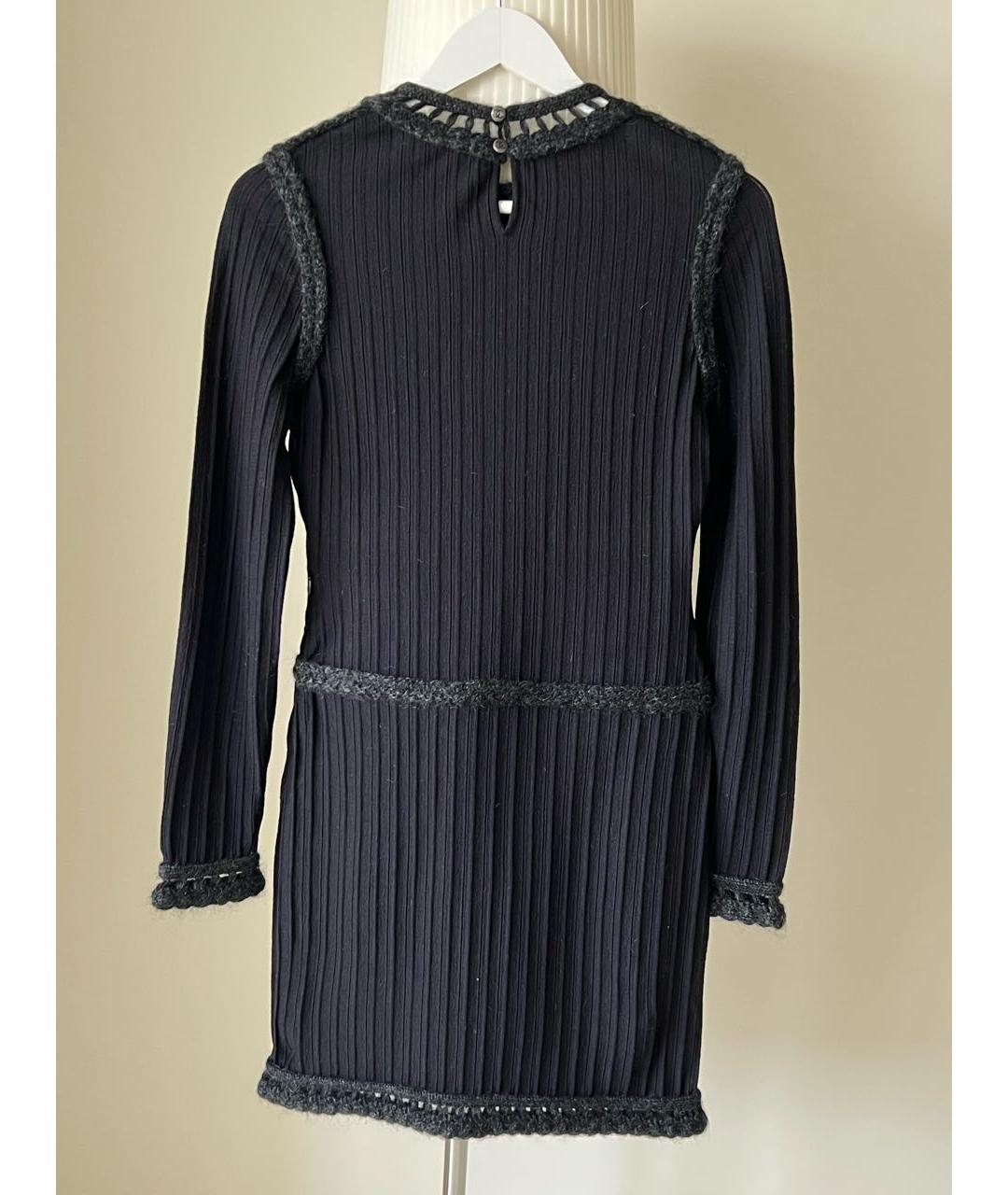 CHANEL Черное шерстяное повседневное платье, фото 2