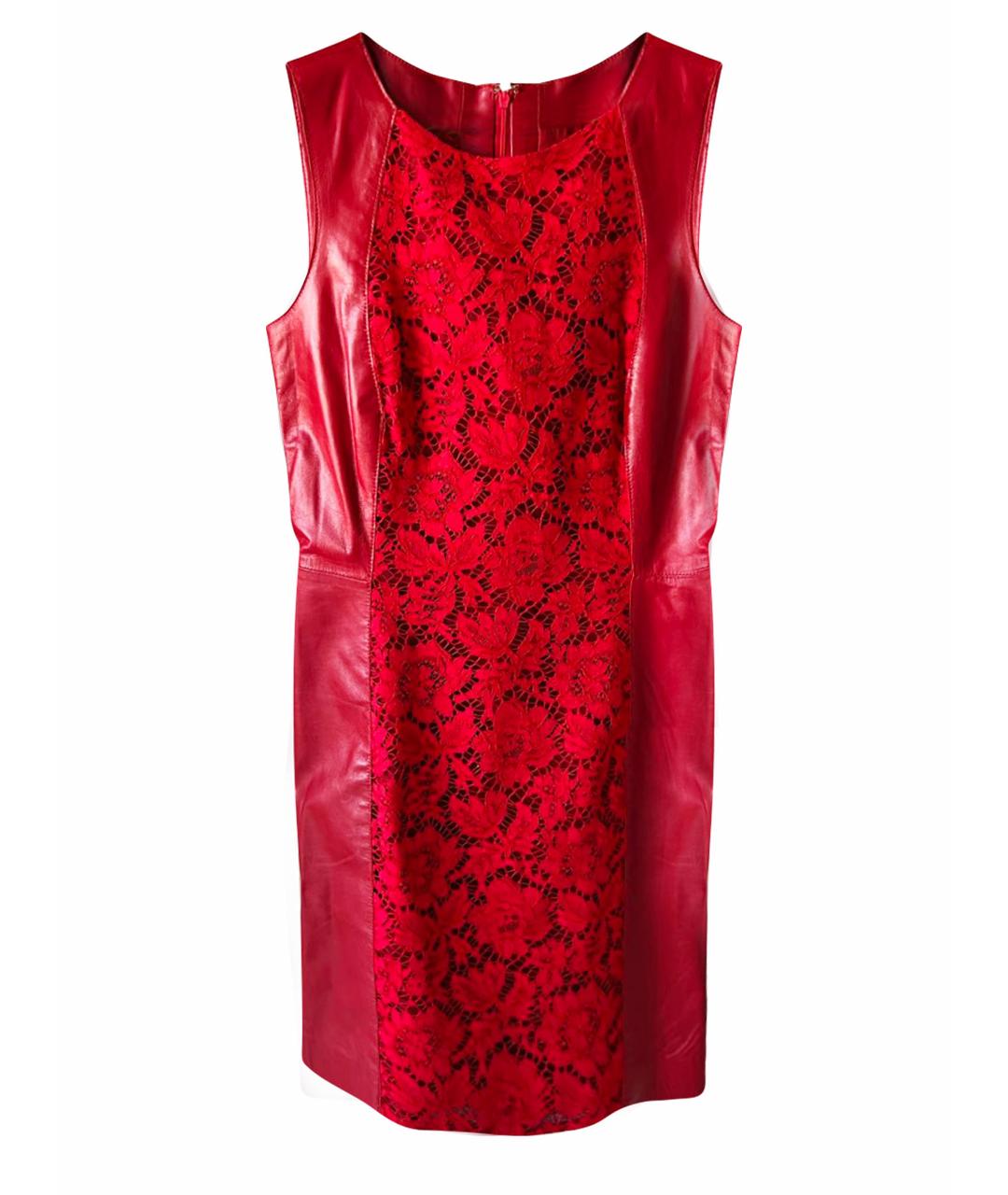 VALENTINO Красное кожаное коктейльное платье, фото 1