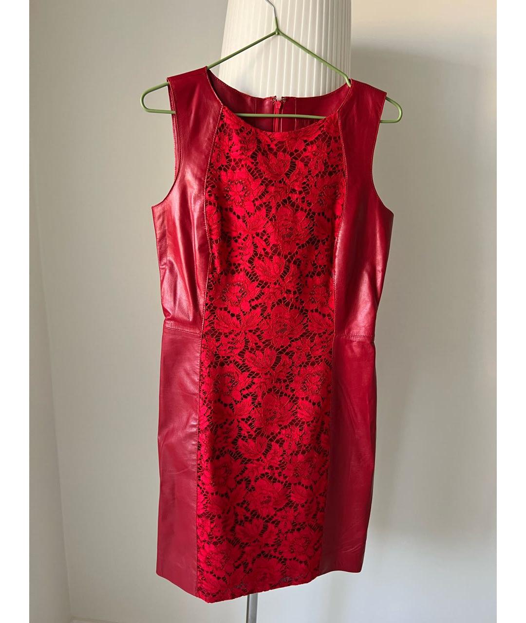 VALENTINO Красное кожаное коктейльное платье, фото 8