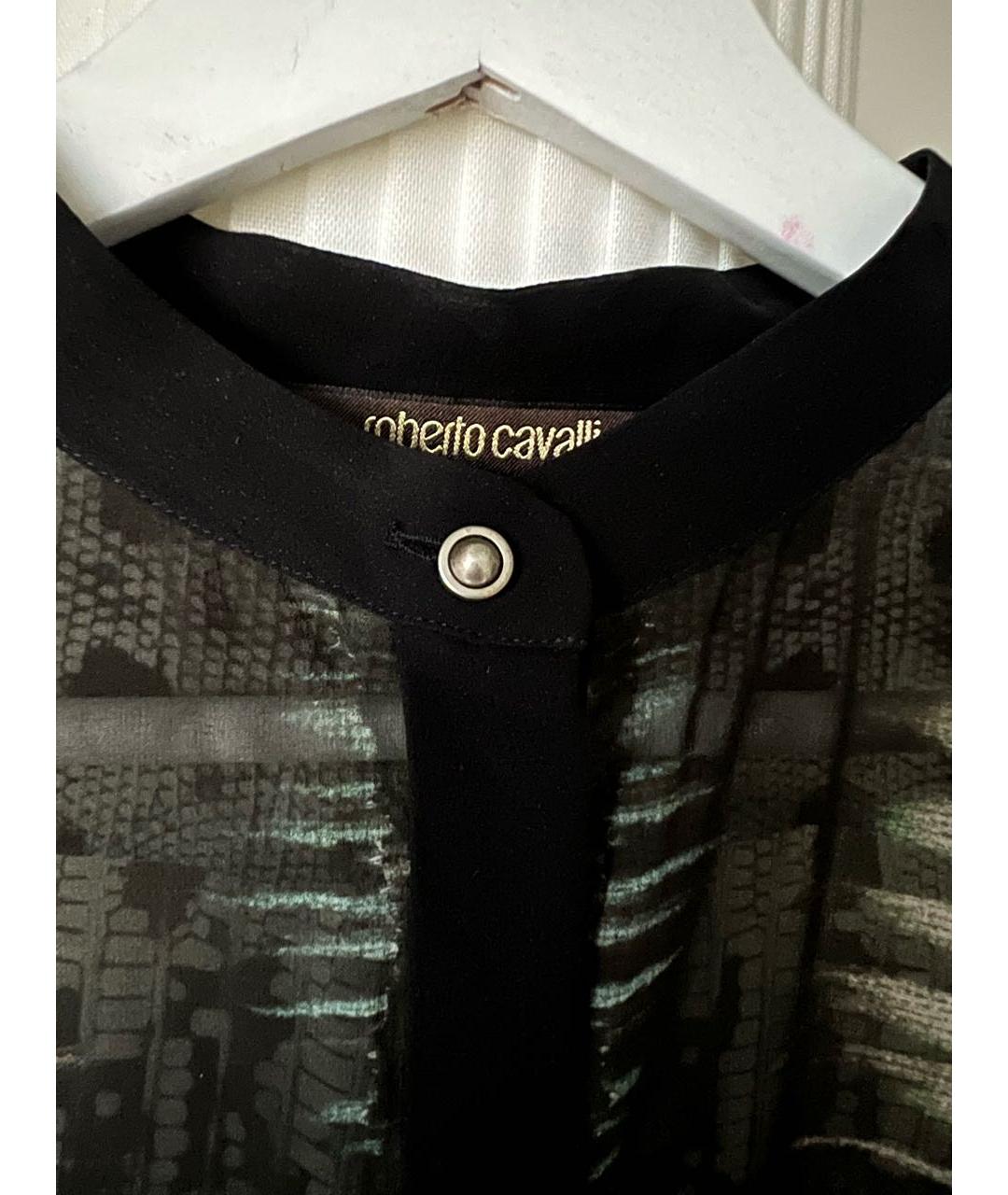 ROBERTO CAVALLI Черная шелковая блузы, фото 4