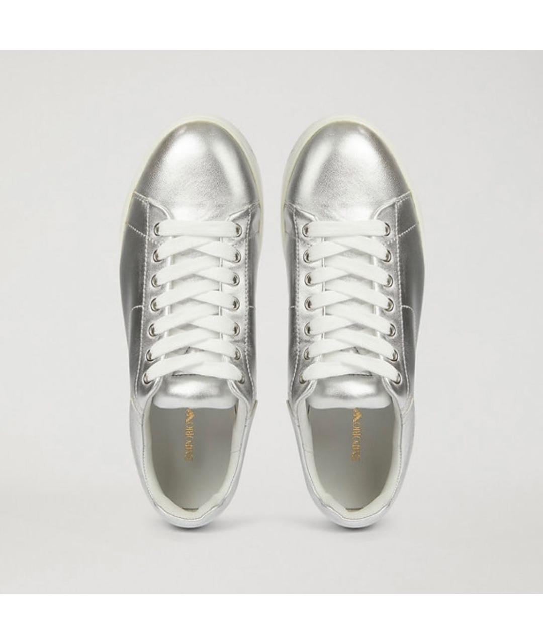 EMPORIO ARMANI Серебряные кожаные ботинки, фото 3