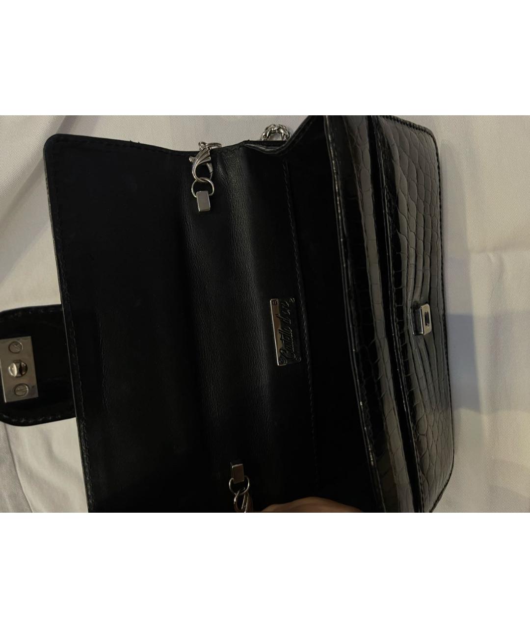 CASTELLO D'ORO Черная сумка через плечо из экзотической кожи, фото 3