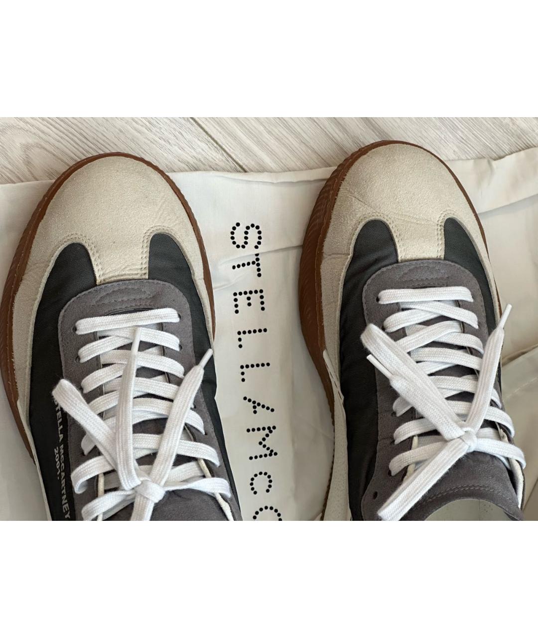 STELLA MCCARTNEY Серые текстильные низкие кроссовки / кеды, фото 3