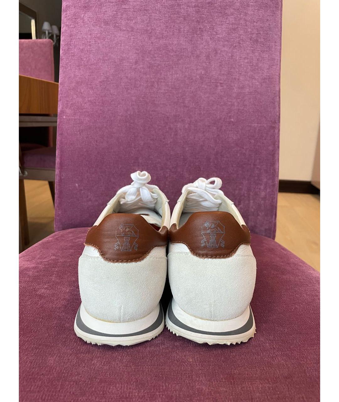 BRUNELLO CUCINELLI Белые кожаные низкие кроссовки / кеды, фото 4