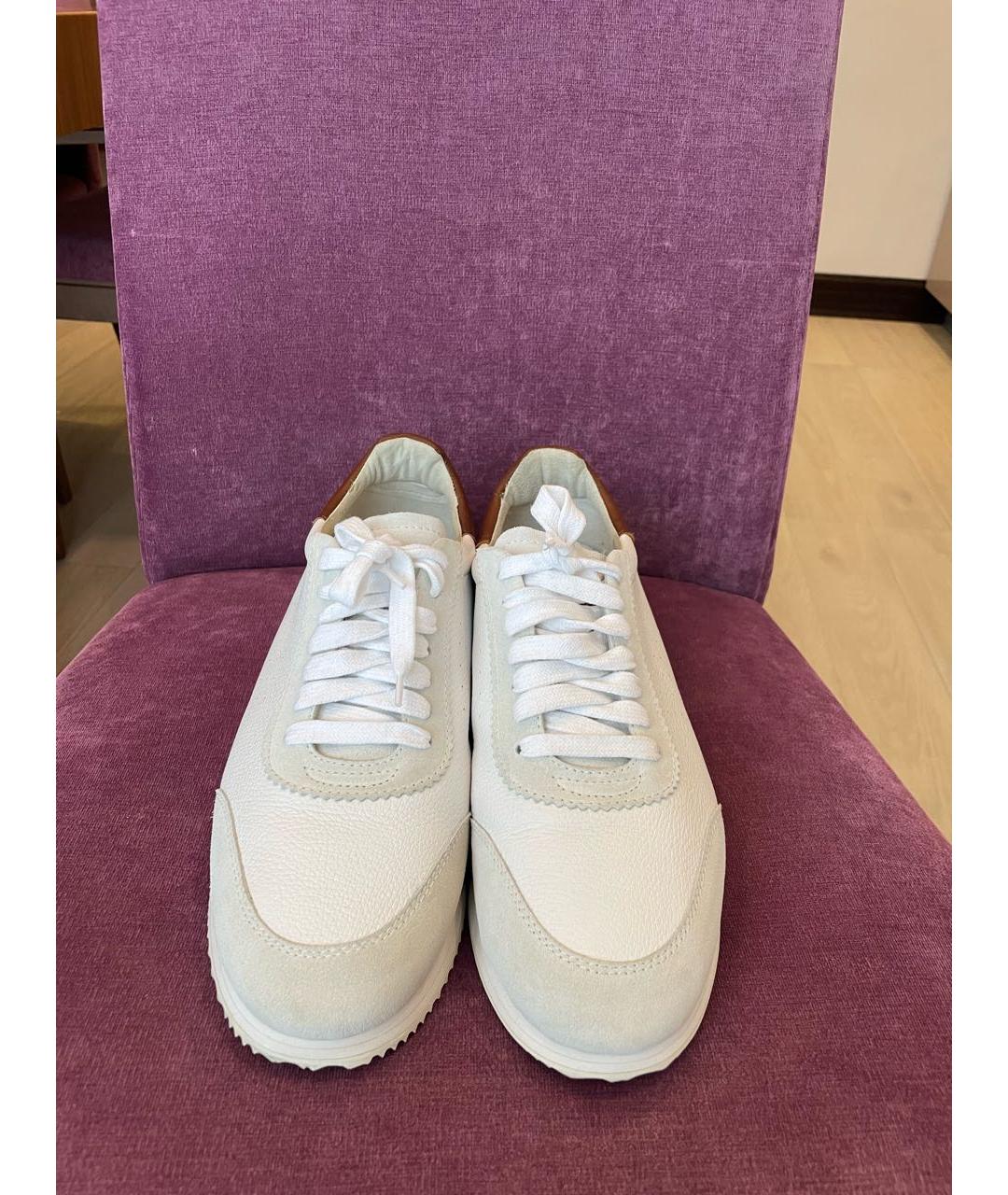 BRUNELLO CUCINELLI Белые кожаные низкие кроссовки / кеды, фото 2