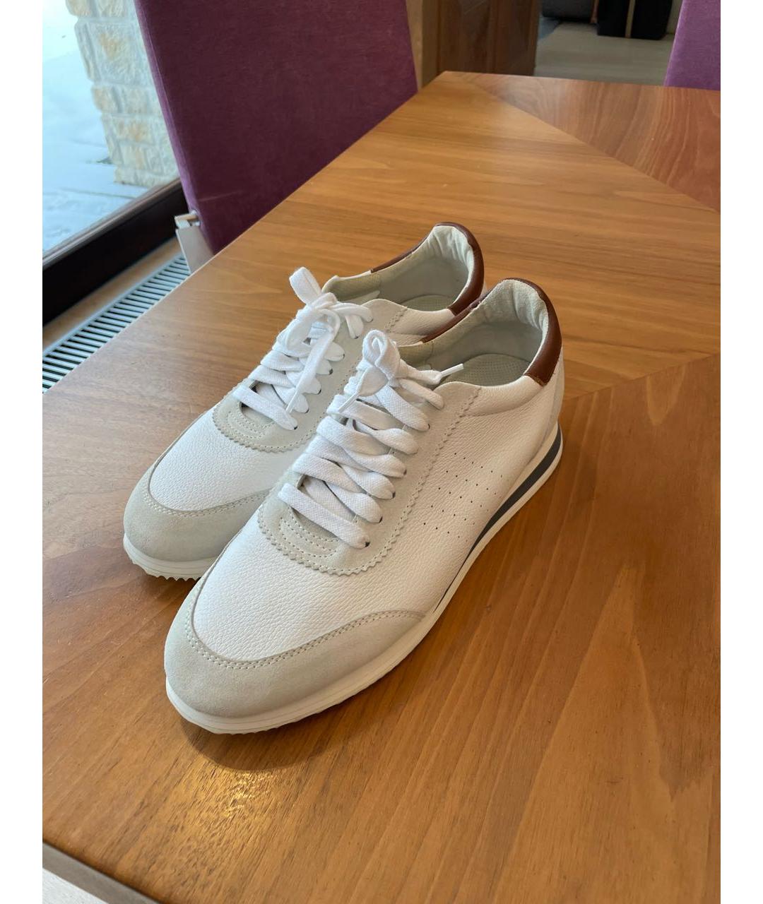 BRUNELLO CUCINELLI Белые кожаные низкие кроссовки / кеды, фото 5