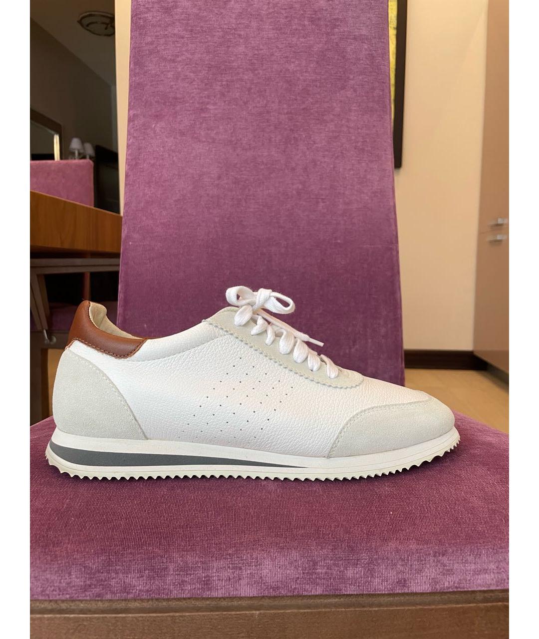 BRUNELLO CUCINELLI Белые кожаные низкие кроссовки / кеды, фото 9