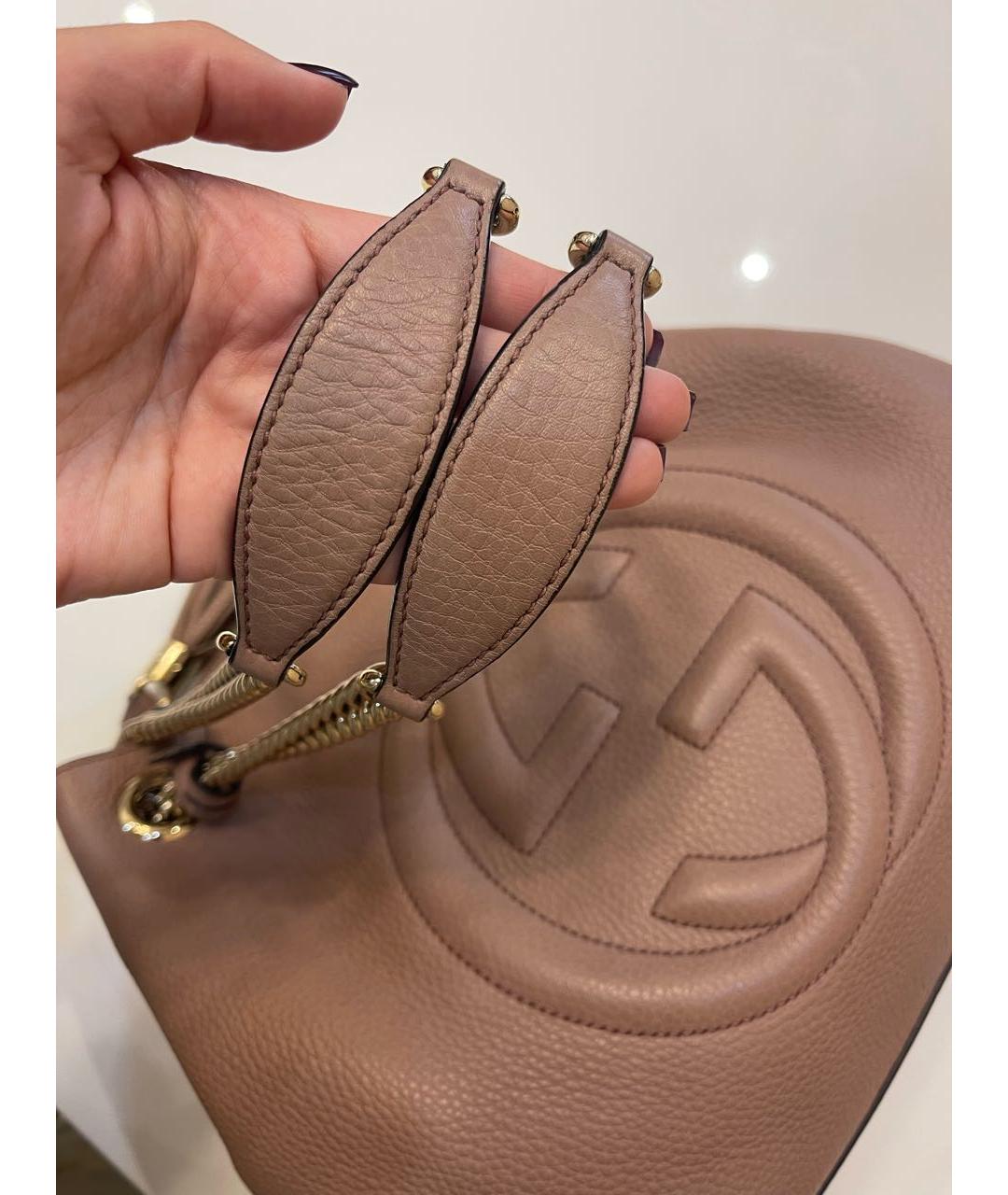 GUCCI Розовая кожаная сумка тоут, фото 3