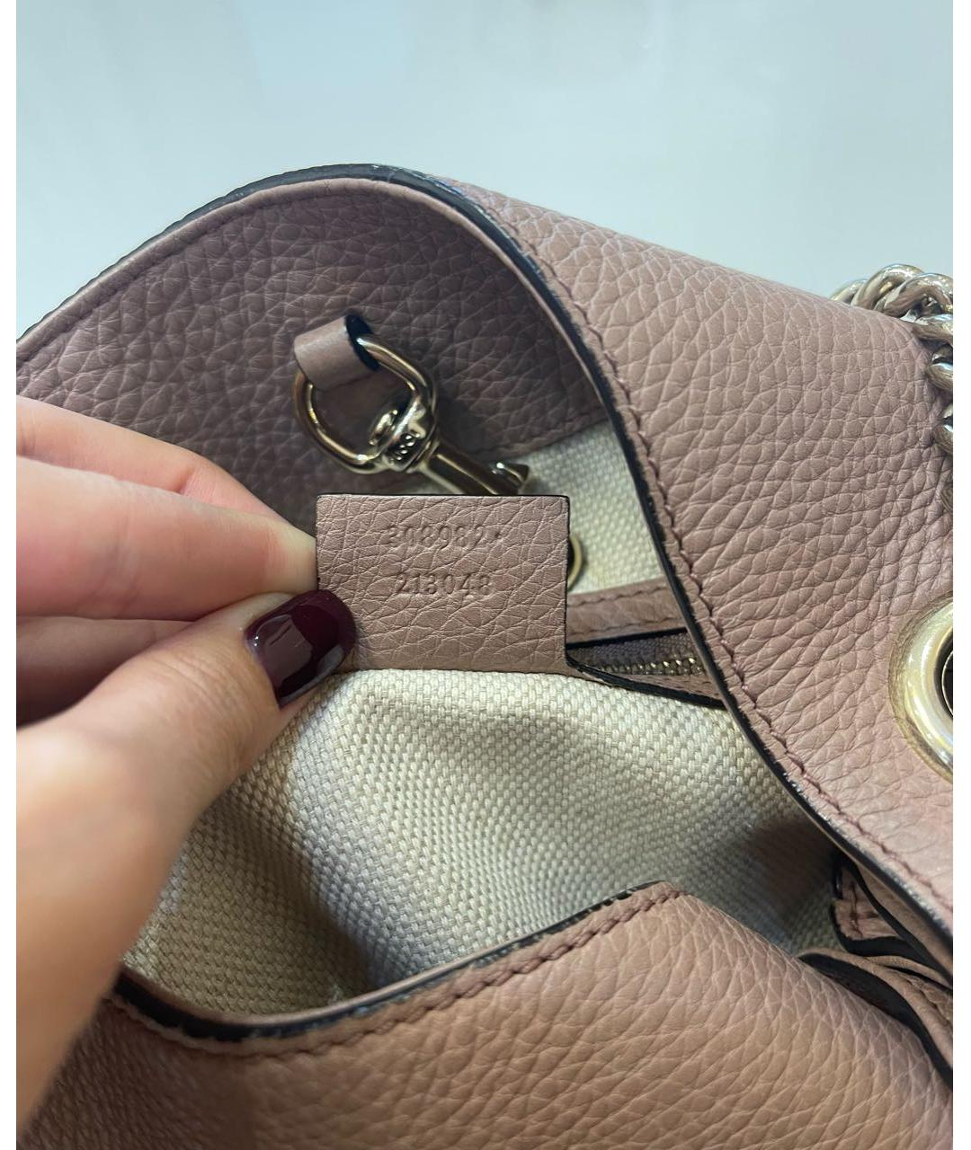 GUCCI Розовая кожаная сумка тоут, фото 5