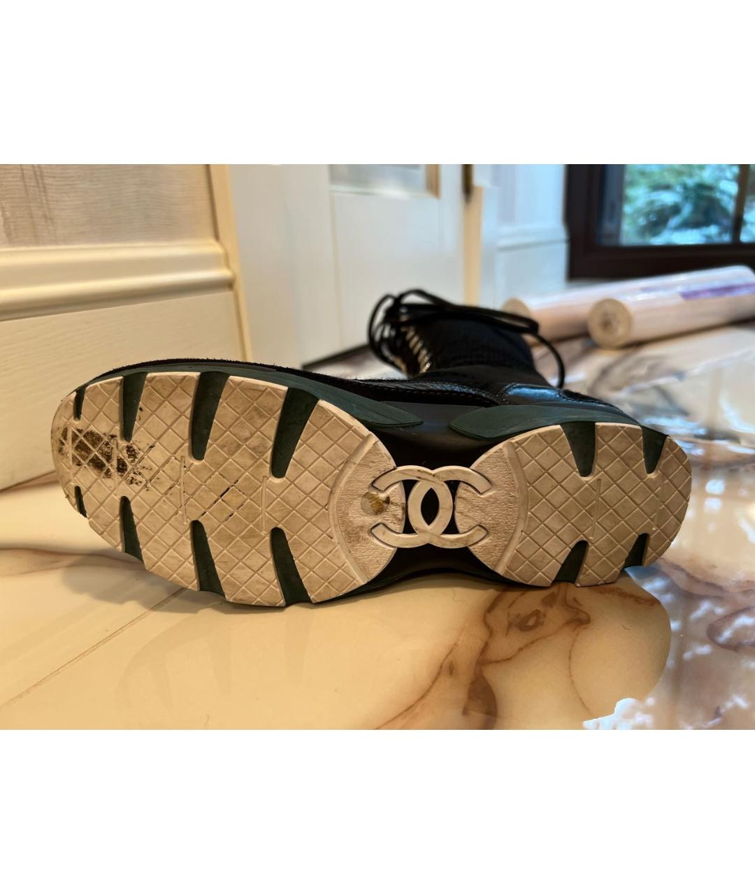CHANEL Черные текстильные сапоги, фото 6